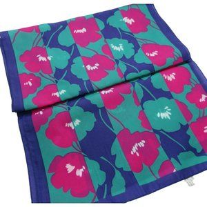Vintage Collections Neck Scarf Purple Teal Floral 12" x 53" Made in Italy